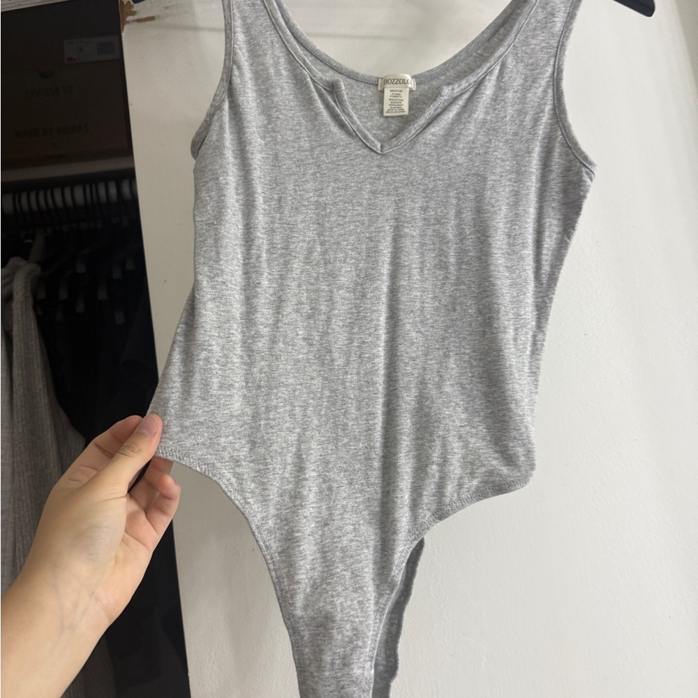 2/$15 Bozzolo Gray Sleeveless Bodysuit